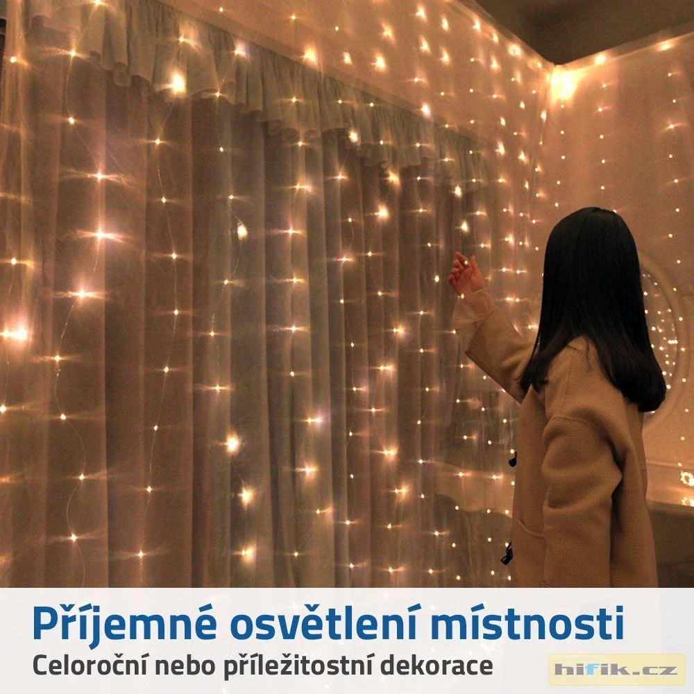 Světelný závěs na dálkové ovládání - teplesvětlo