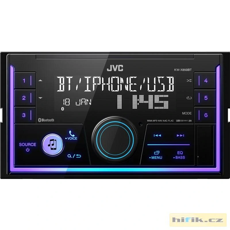  JVC 2DIN autorádio bez mechaniky/Bluetooth/USB/AUX/Multicolor kw-x850bt 