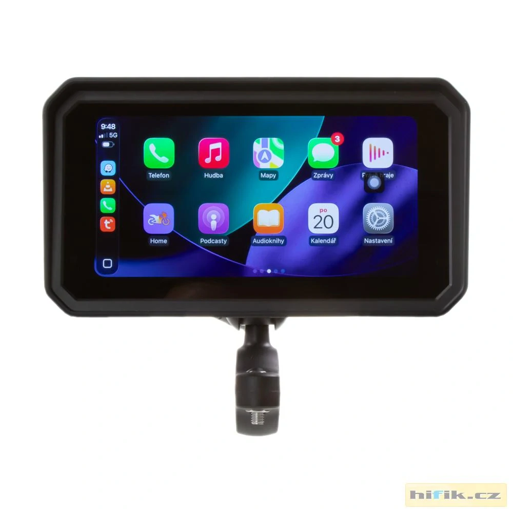 Monitor 6" na motocykl s Apple CarPlay, Android auto, Bluetooth, DVR, GPS
