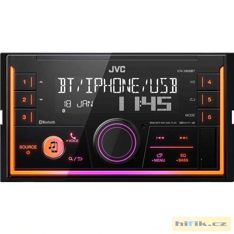  JVC 2DIN autorádio bez mechaniky/Bluetooth/USB/AUX/Multicolor kw-x850bt 