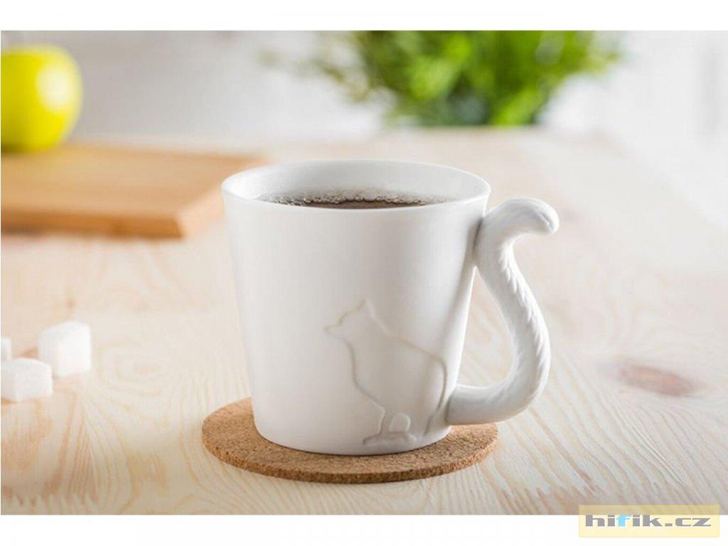 Porcelánový hrneček s ocáskem - kočka