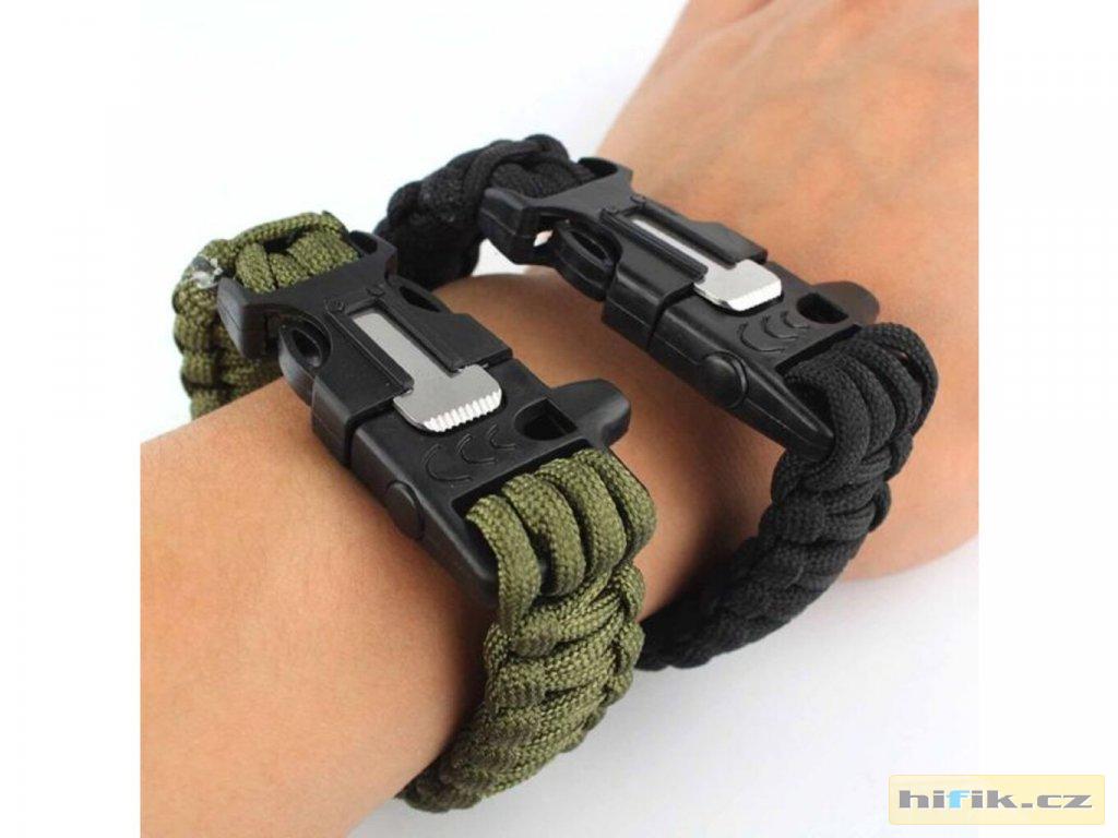Paracord náramek 3 v 1 - černý