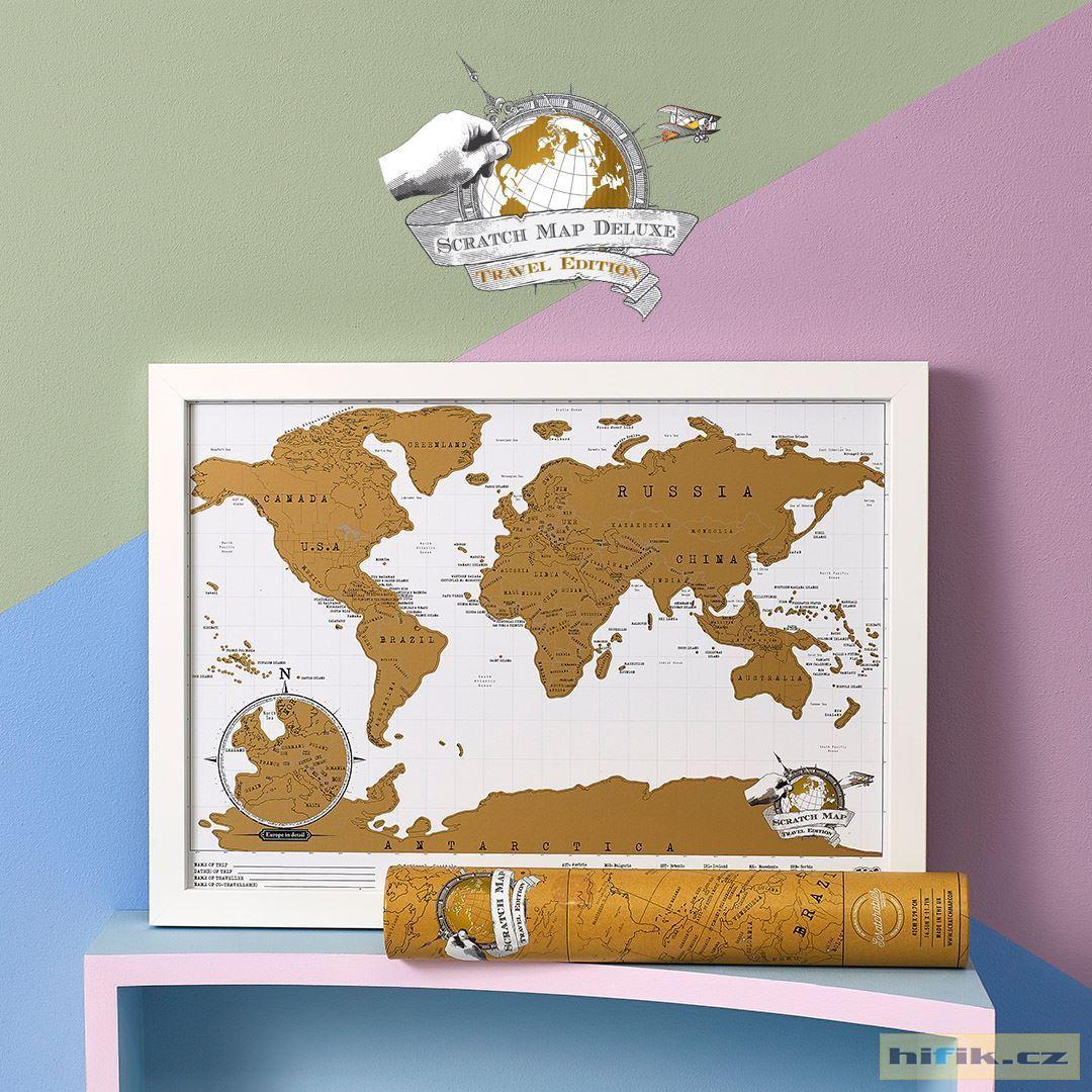 Stírací mapa světa - deluxe