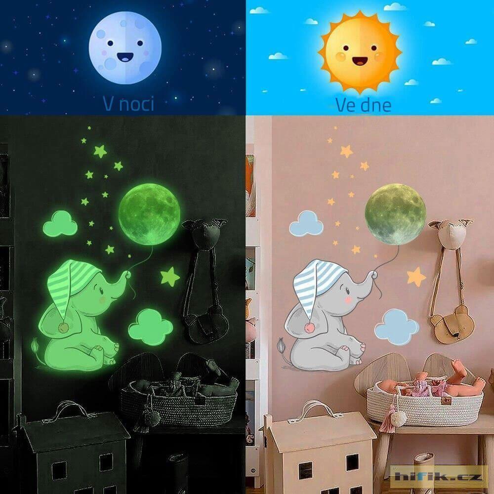 Nálepka svítící ve tmě - slon 