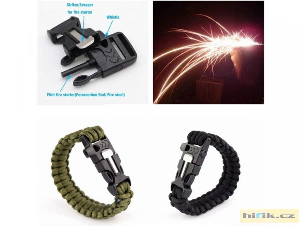 Paracord náramek 3 v 1 - černý