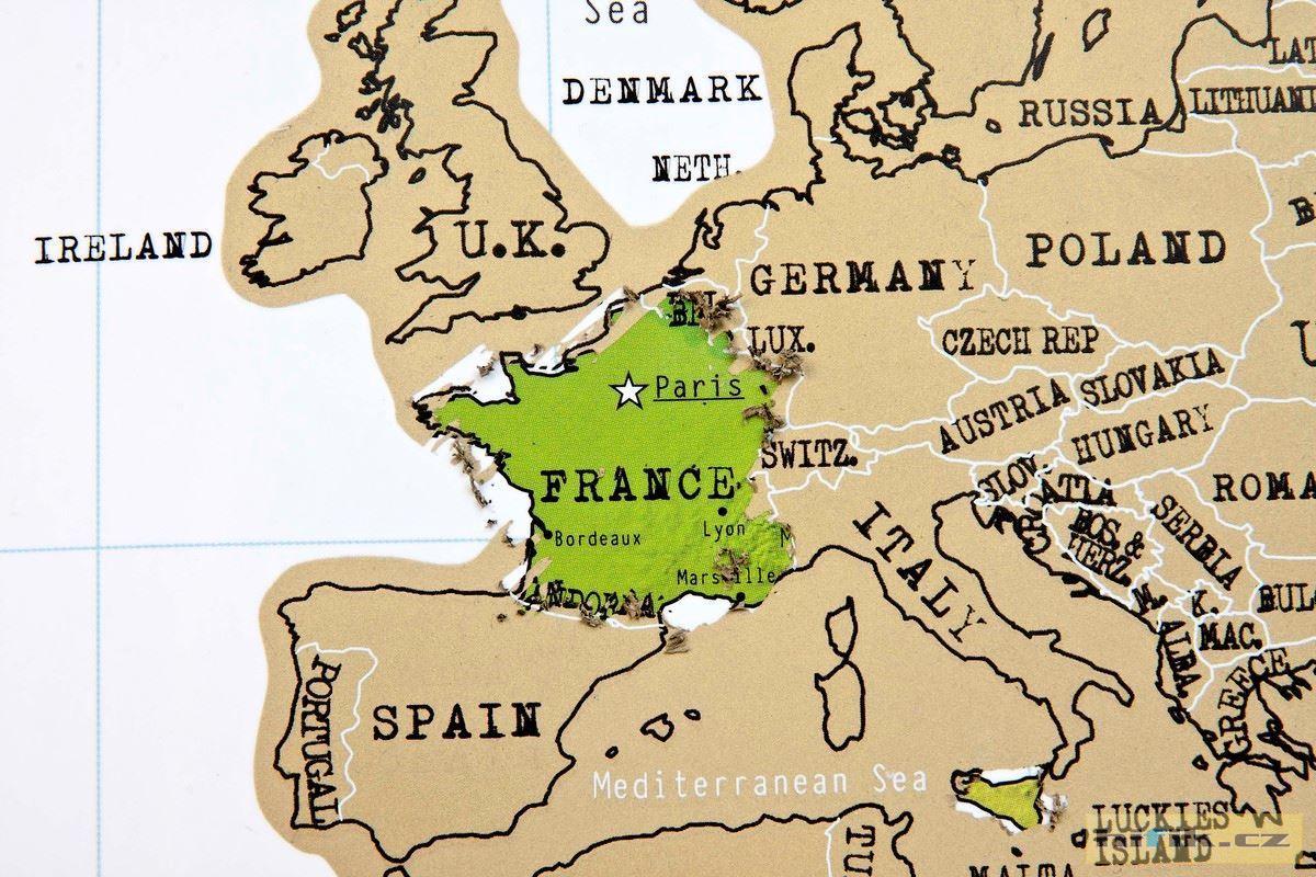 Stírací mapa světa - deluxe