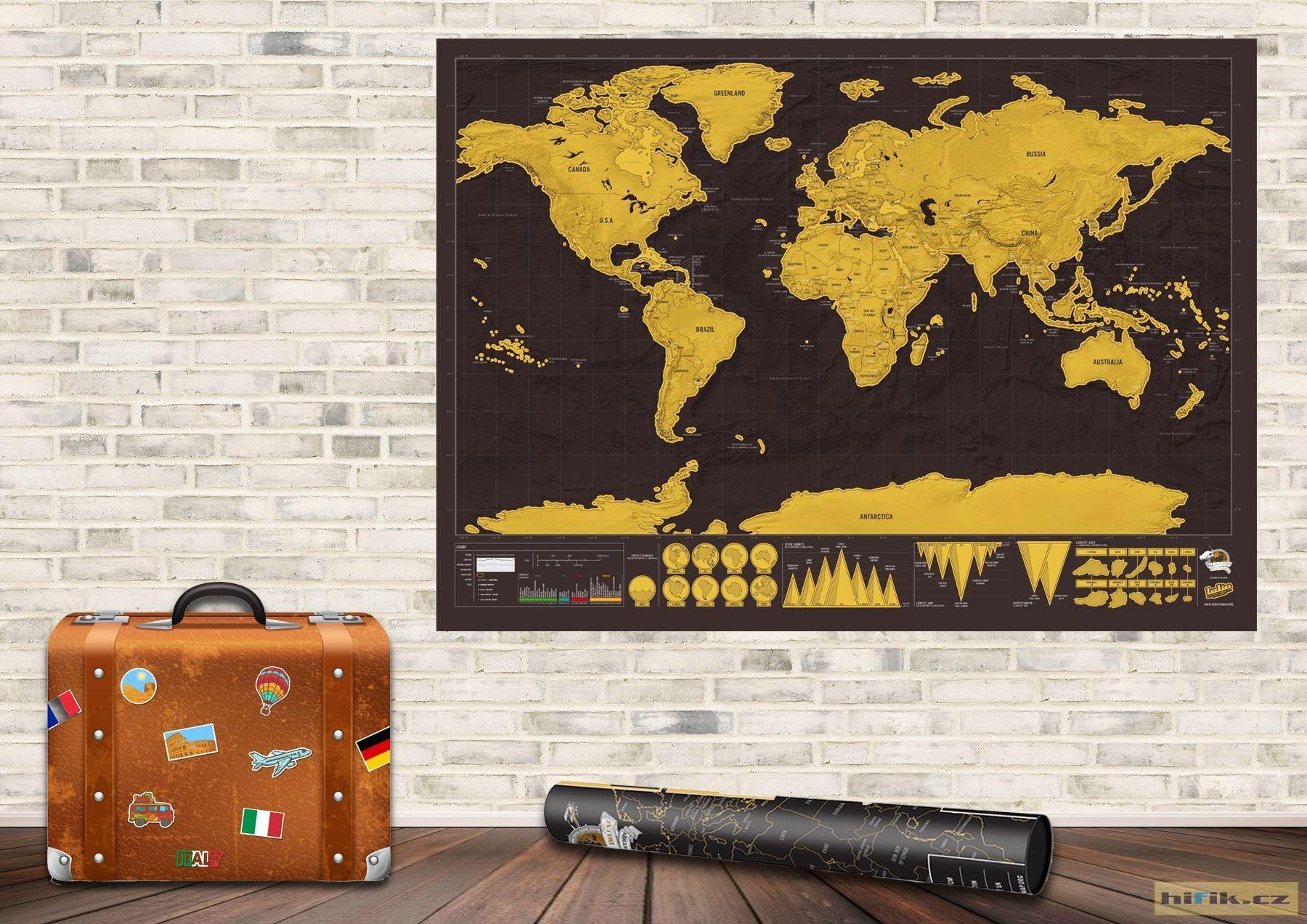 Stírací mapa světa deluxe - černá