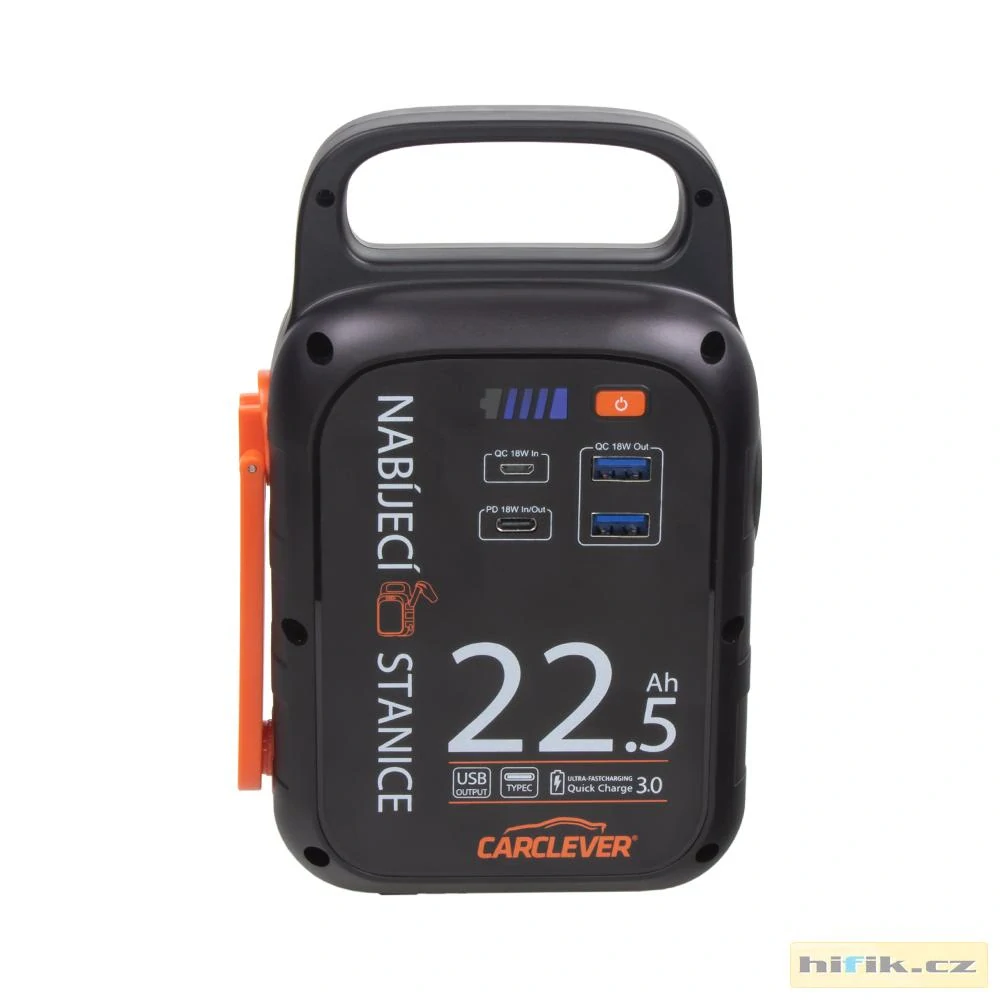 Multifunkční nabíjecí stanice - powerbanka CARCLEVER, 22.500mAh / 83,25Wh
