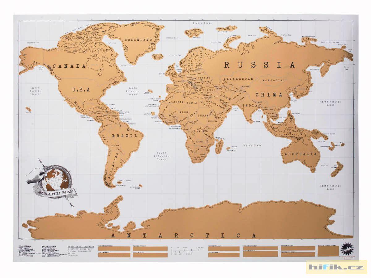 Stírací mapa světa - deluxe