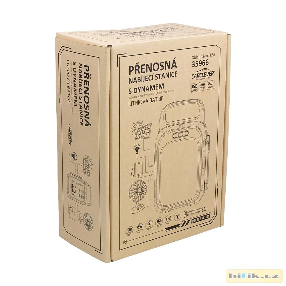 Multifunkční nabíjecí stanice - powerbanka CARCLEVER, 22.500mAh / 83,25Wh