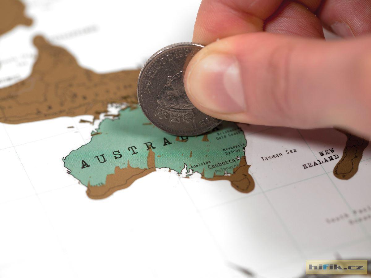 Stírací mapa světa - deluxe