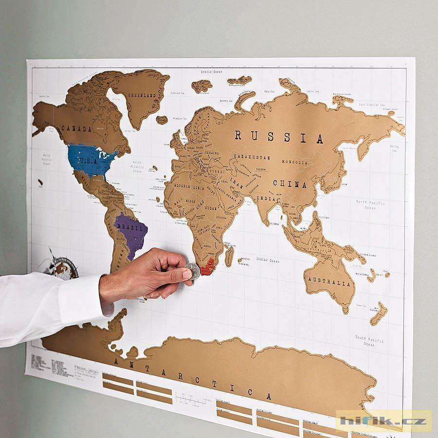 Stírací mapa světa - deluxe