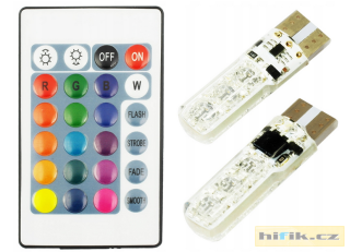 T10 2x W5W LED RGB barevné žárovky s dálkovým ovládáním
