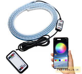 LED RGB osvětlení kapoty, dveří, prahů, Bluetooth připojení s aplikací pro telefon, 12V délka 180cm