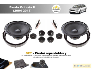 SET - přední reproduktory do Škoda Octavia II (2004-2013)- Audio System MX