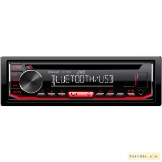 JVC autorádio s CD/MP3/USB/AUX/Bluetooth připojení/červené podsvícení/odním.panel KD-T702BT