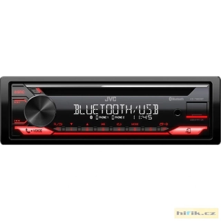 JVC autorádio s CD/MP3/USB/AUX/Bluetooth připojení/červené podsvícení/odním.panel KD-T822BT